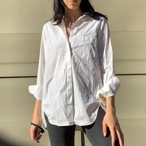 Theory White Button Down Blouse (size M)